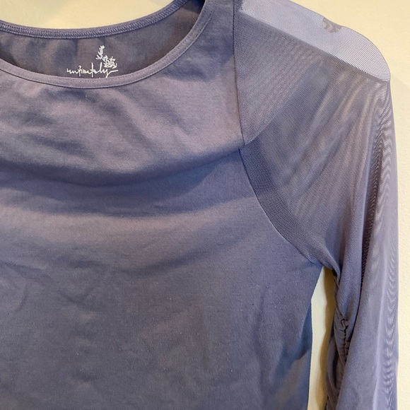 Intimately Free People Top Mesh Sheer Sleeves Medium Large Gray - Picture 2 of 5